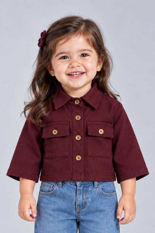 Cropped Utility Shirt with Flap Pockets TSTP0043