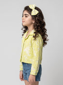 Girls Lemon Yellow Embroidered Cropped Top TSTP0045