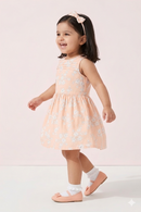 Peach Floral Sleeveless Frock TSF10006