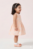 Peach Floral Sleeveless Frock TSF10006