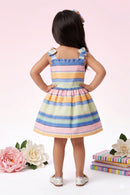 Blue Striped Sleeveless Frock TSF10007