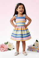 Blue Striped Sleeveless Frock TSF10007