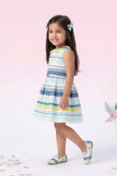 Blue Sleeveless Striped Summer Frock TSF10009