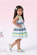 Blue Sleeveless Striped Summer Frock TSF10009