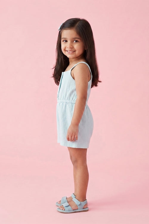 Sky Blue Cotton Summer Playsuit TSIJP012