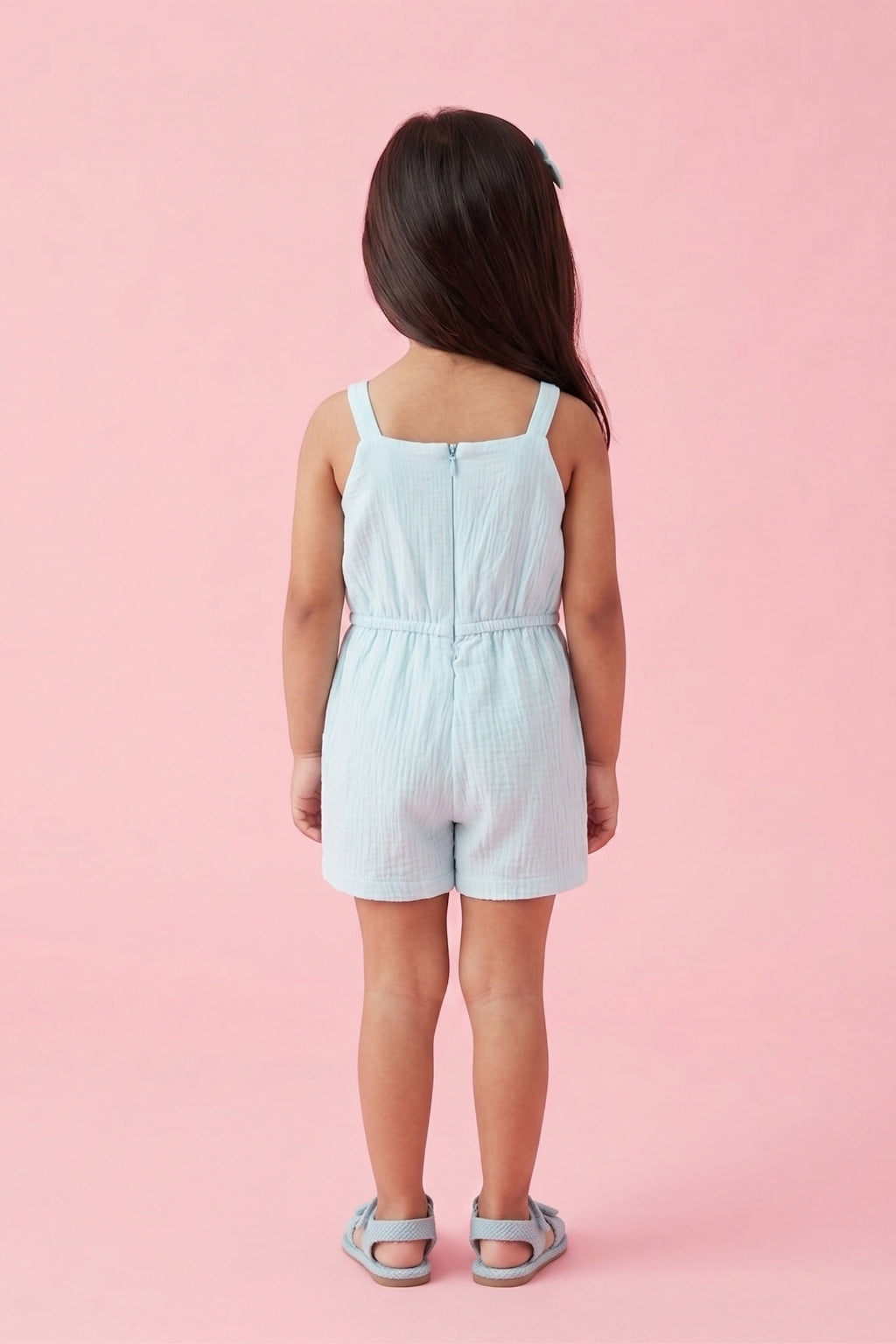 Sky Blue Cotton Summer Playsuit TSIJP012