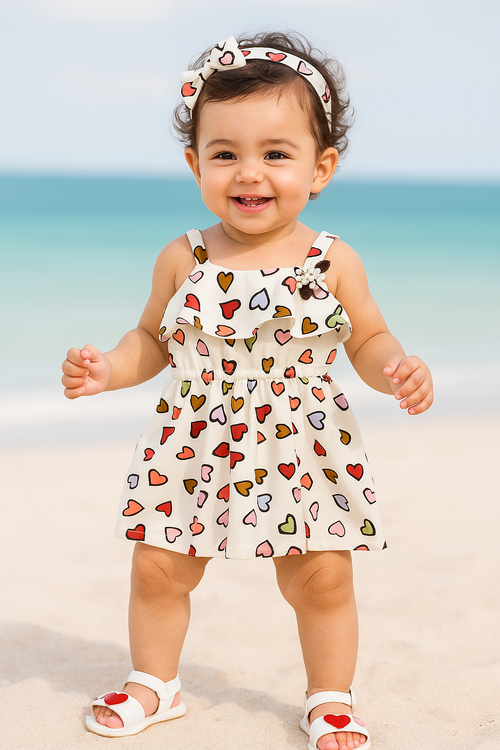 Heart Print Baby Girl Dress TSIJP014