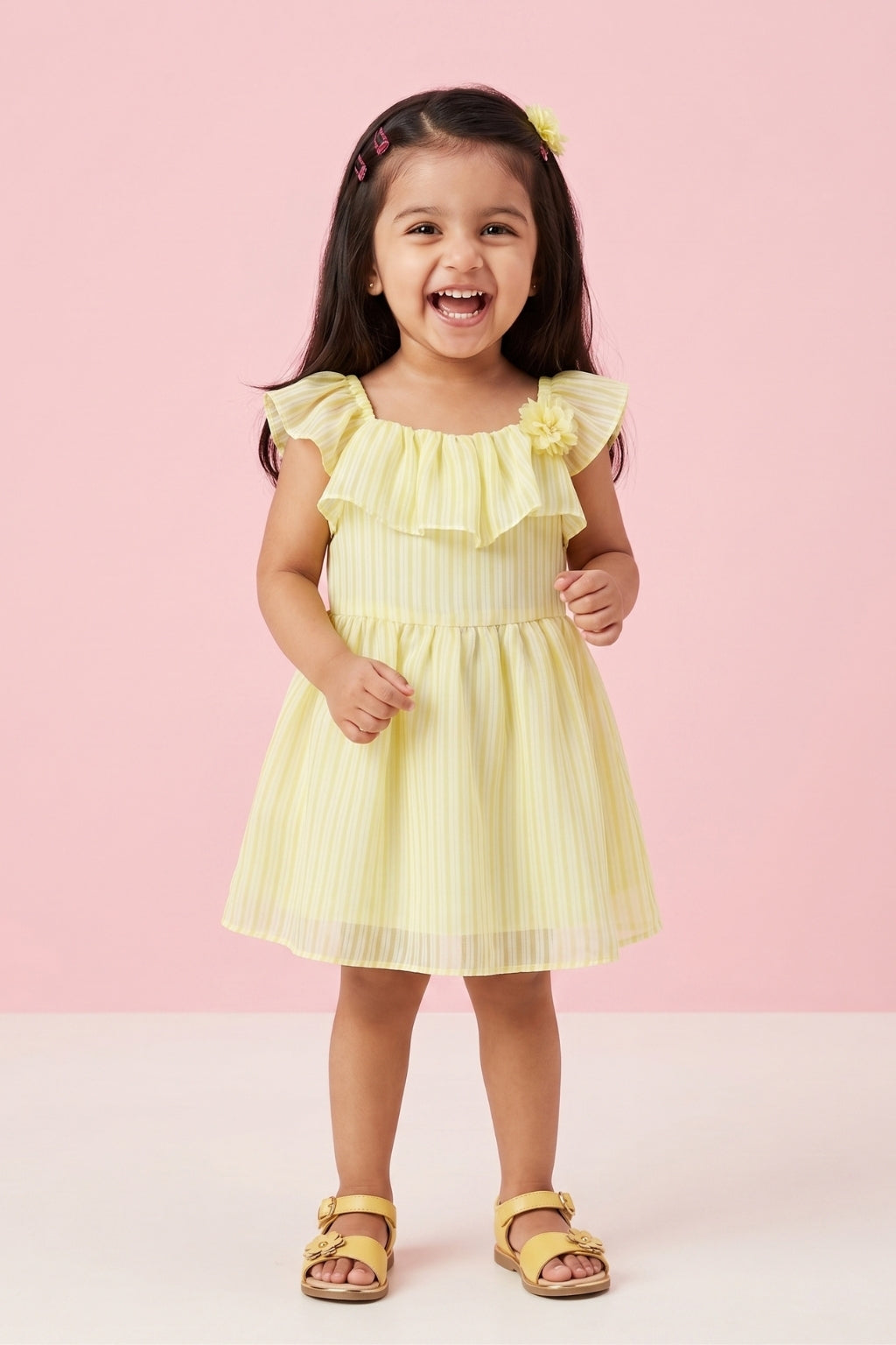 strapless open back dress Yellow Ruffle Lightweight Summer Party Dress TSIM004 – Tiny Girl