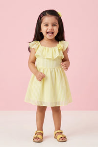 Yellow Ruffle Lightweight Summer Party Dress TSIM004