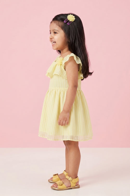 Yellow Ruffle Lightweight Summer Party Dress TSIM004