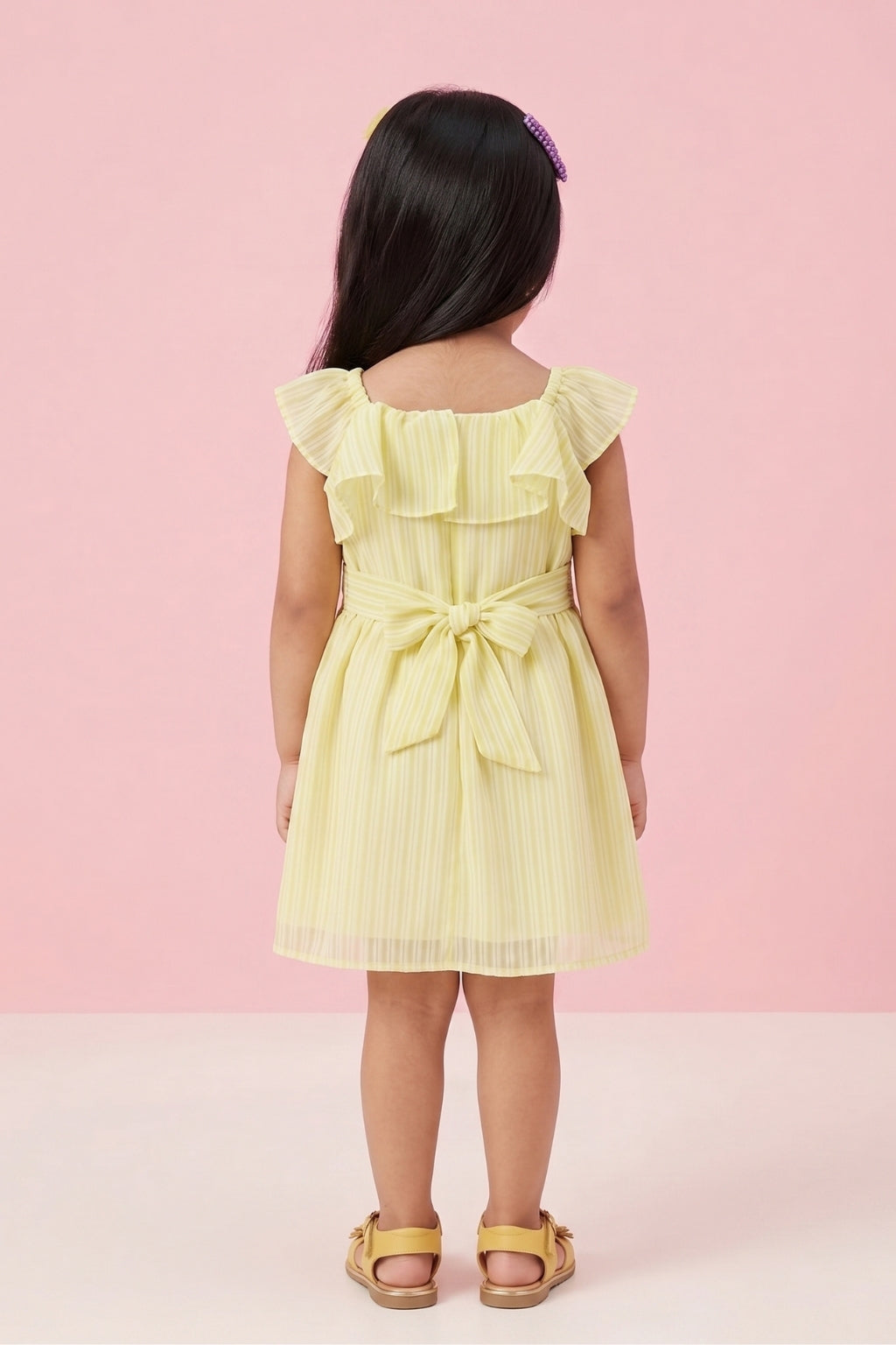 Yellow Ruffle Lightweight Summer Party Dress TSIM004