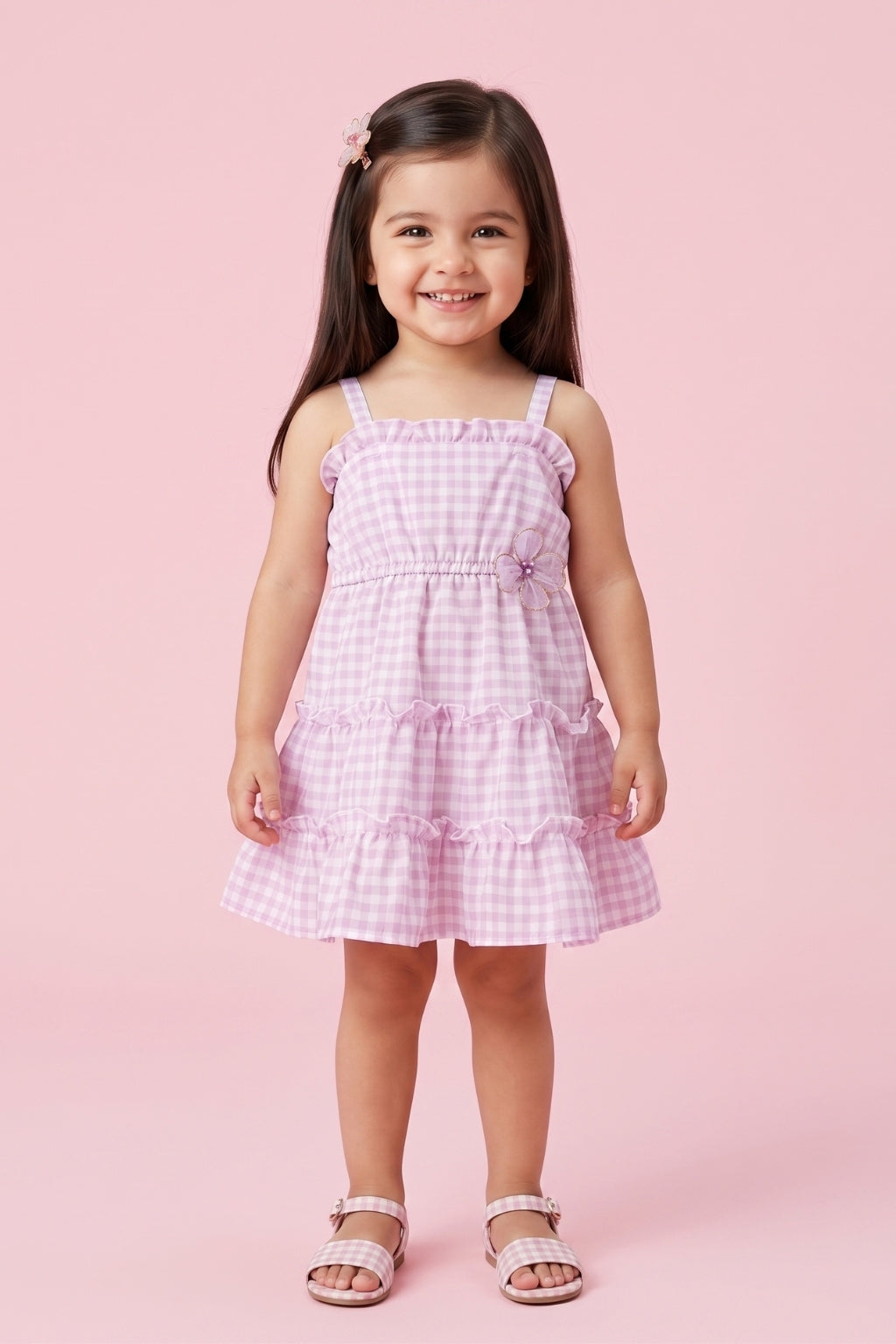 Purple Tiered Ruffle Summer Dress TSIM021
