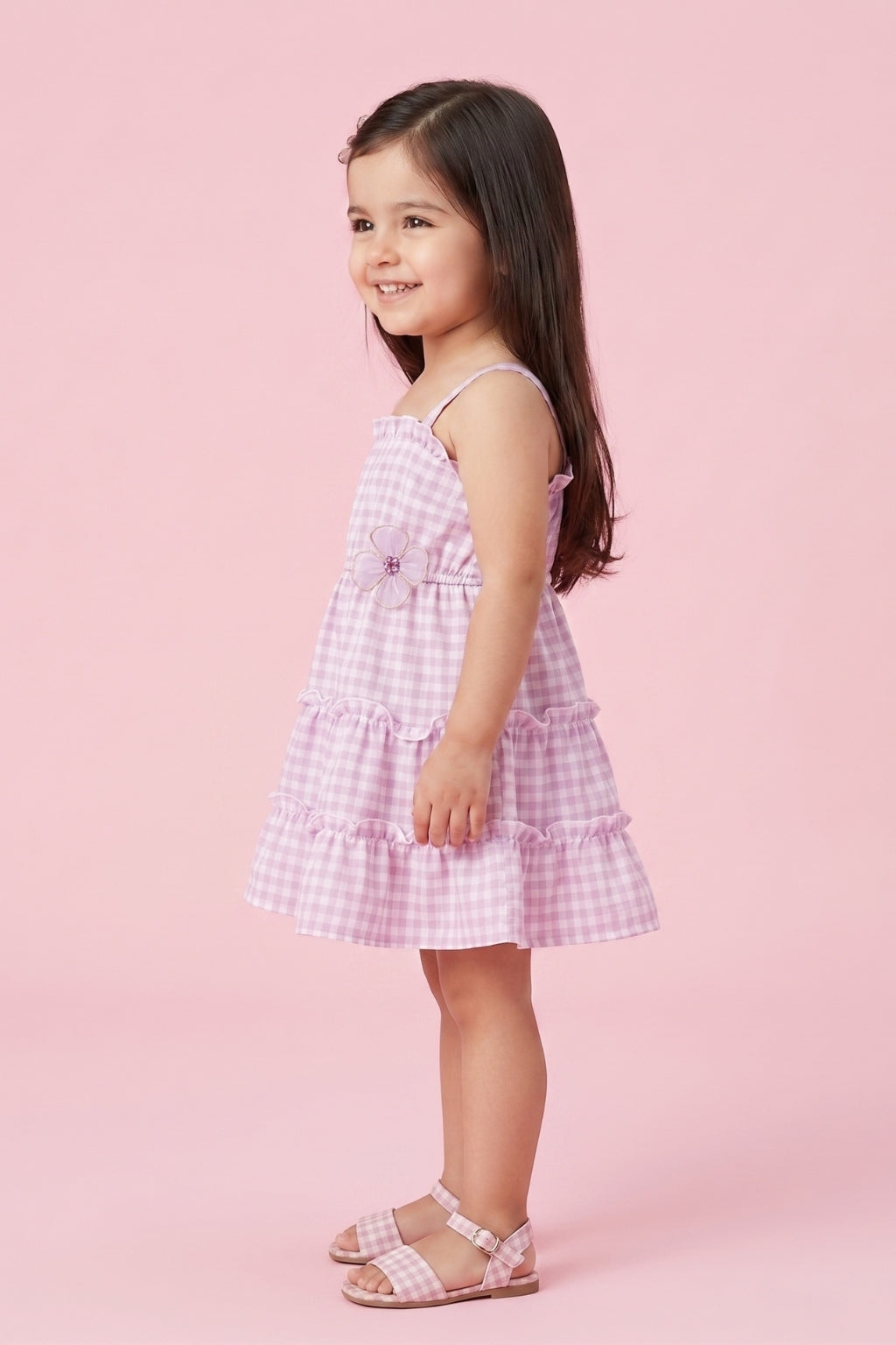 Purple Tiered Ruffle Summer Dress TSIM021