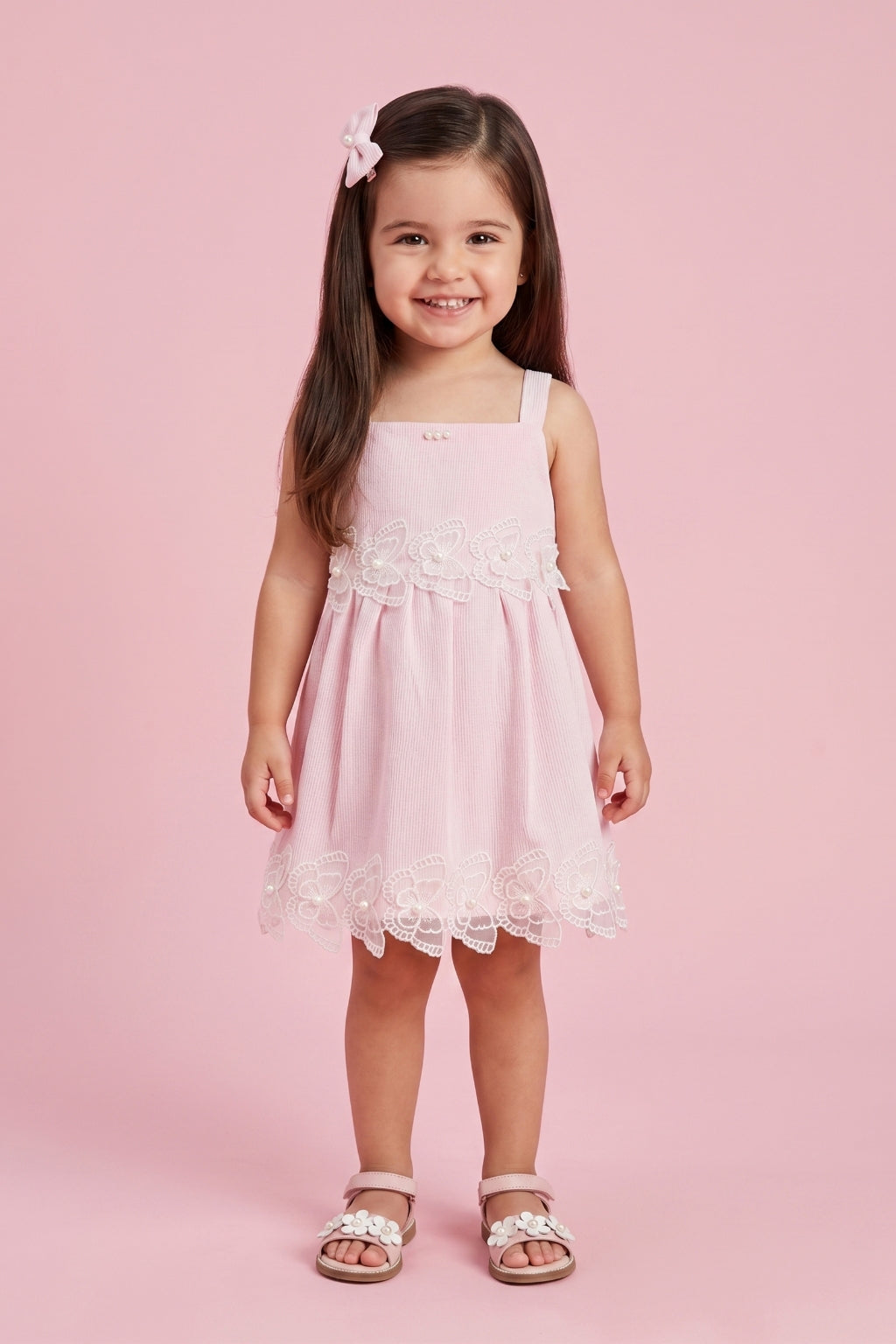 Soft Cotton Pink Dress with Bow Back TSIM038