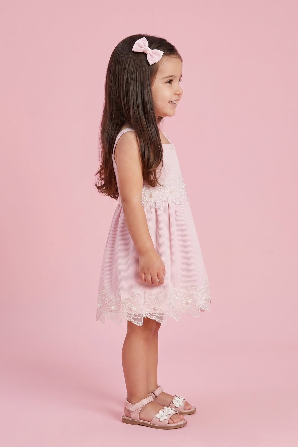 Soft Cotton Pink Dress with Bow Back TSIM038