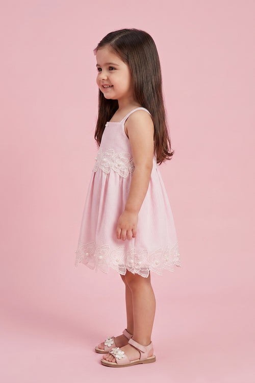 Soft Cotton Pink Dress with Bow Back TSIM038