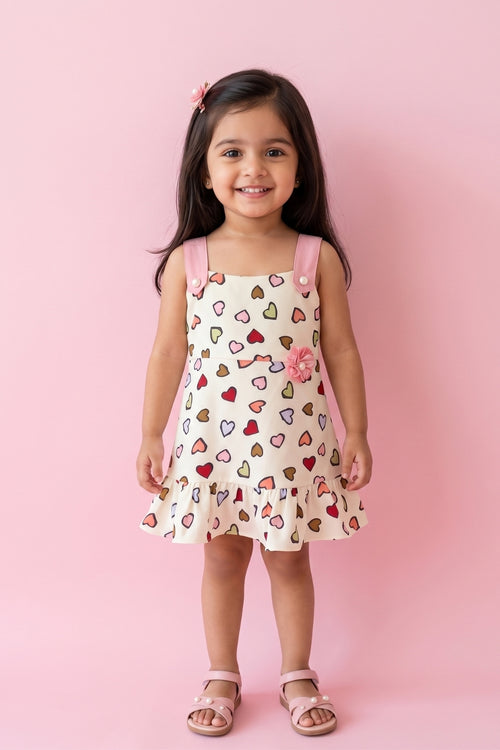 Pink Strap Ruffle Hem Dress TSIM039