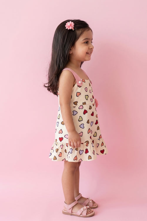 Pink Strap Ruffle Hem Dress TSIM039