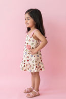 Pink Strap Ruffle Hem Dress TSIM039