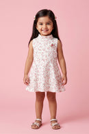 Soft Pink Printed Fit & Flare Dress TSIM042