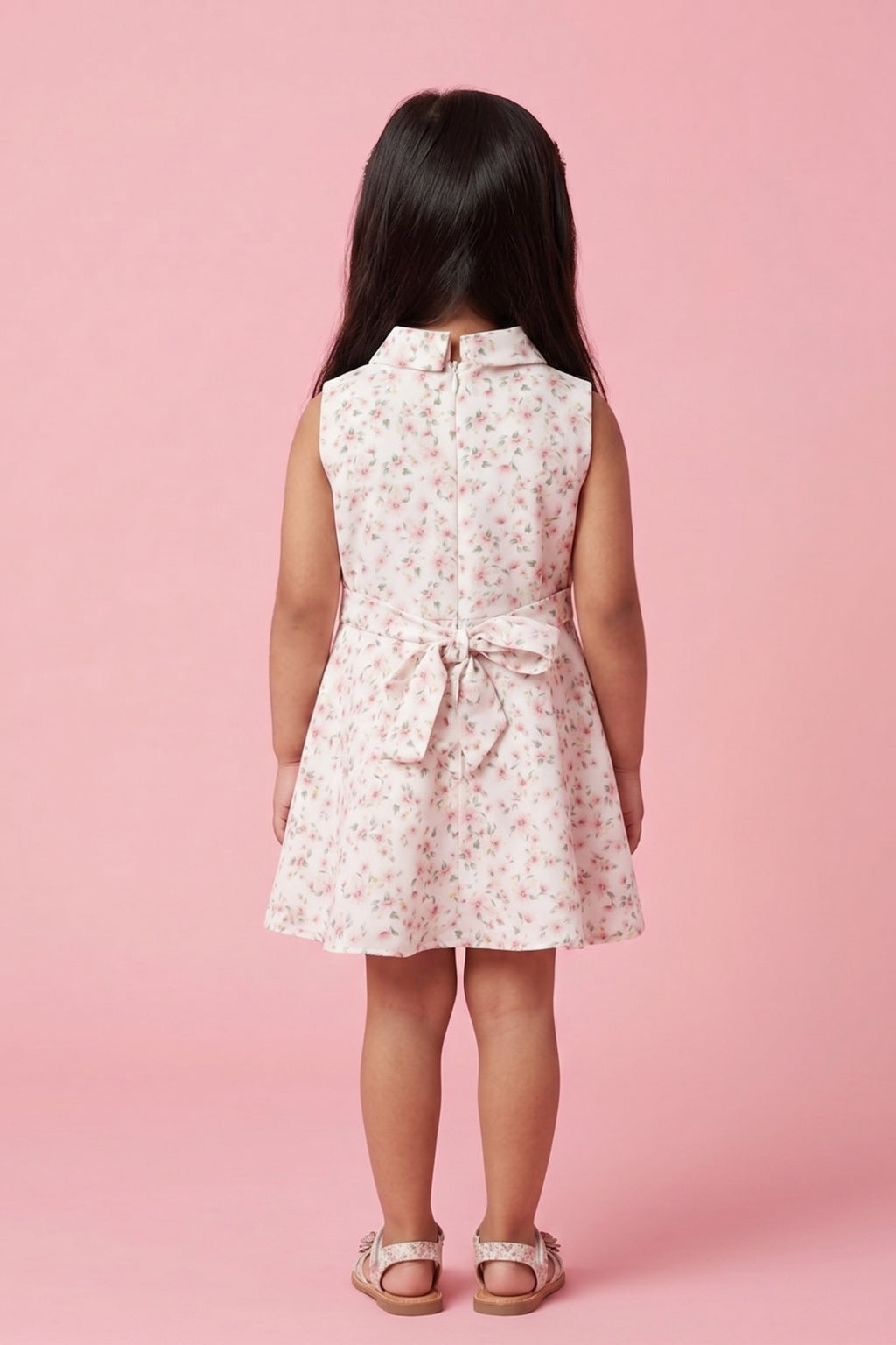 Soft Pink Printed Fit & Flare Dress TSIM042