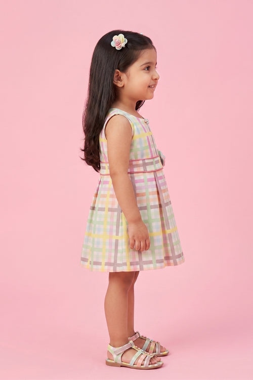 Sleeveless Pastel Check Dress TSIM060