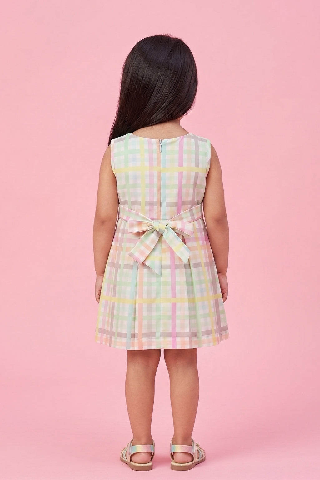 Sleeveless Pastel Check Dress TSIM060