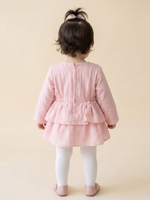 Blush Pink Ruffle Peplum Dress TSIM226