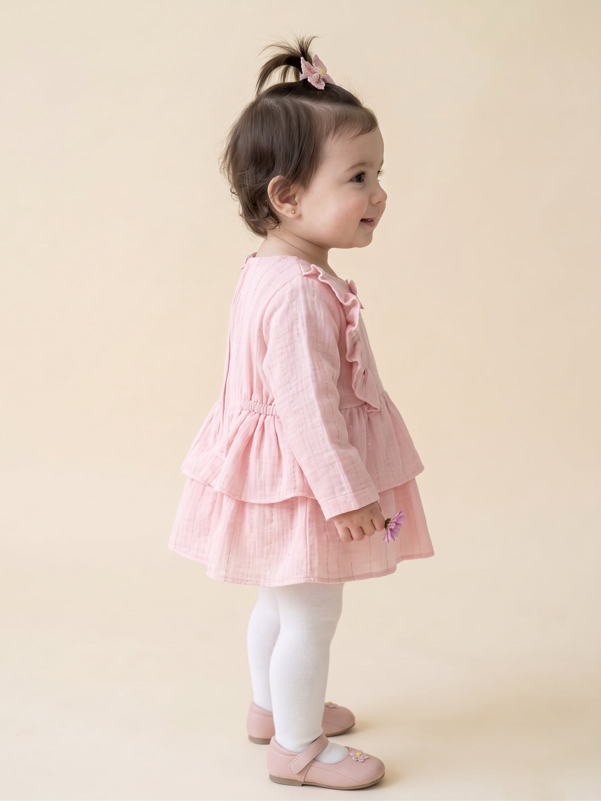 Blush Pink Ruffle Peplum Dress TSIM226