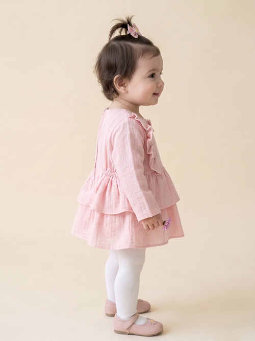 Blush Pink Ruffle Peplum Dress TSIM226