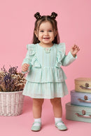 Sea Green Ruffle Layered Dress TSIM226