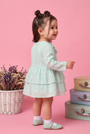 Sea Green Ruffle Layered Dress TSIM226