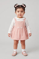 Peach Pinafore Dress with White Peter Pan Collar Top TSIPN138