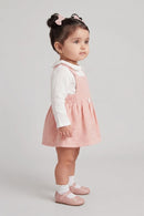Peach Pinafore Dress with White Peter Pan Collar Top TSIPN138