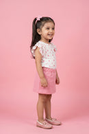 Pink Polka Dot Top & Skirt Set TSISET036