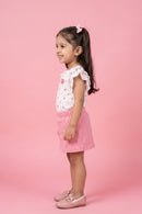 Pink Polka Dot Top & Skirt Set TSISET036