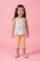 Peach Printed Top & Capri Set TSISET062