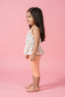 Peach Printed Top & Capri Set TSISET062