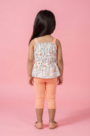 Peach Printed Top & Capri Set TSISET062