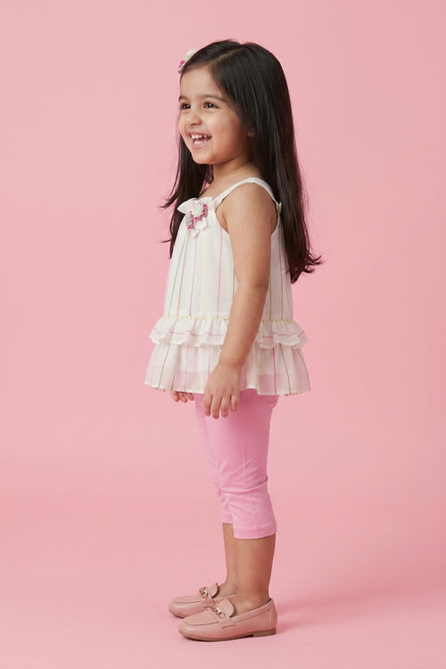 Pastel Stripe Top & Pink Capri Set TSISET064