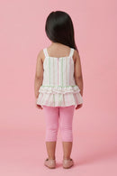 Pastel Stripe Top & Pink Capri Set TSISET064