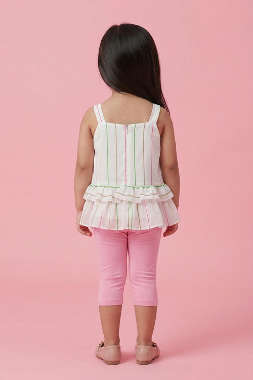 Pastel Stripe Top & Pink Capri Set TSISET064