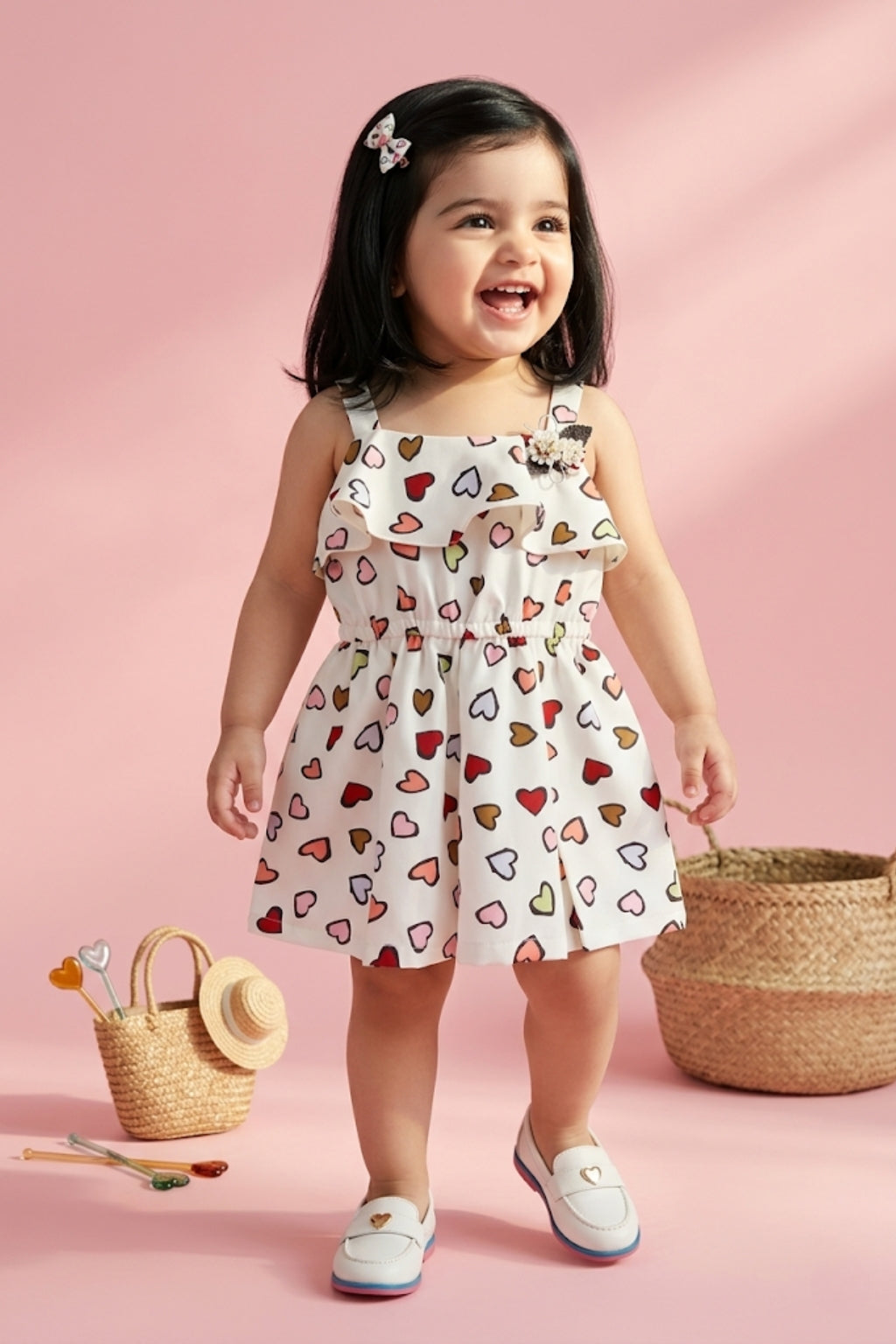 Heart Print Baby Girl Dress TSIJP014