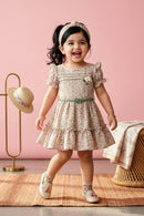 Girls Pink Floral Ruffle Dress TSM30404
