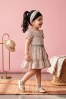 Girls Pink Floral Ruffle Dress TSM30404