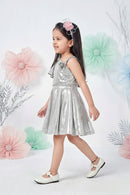 Girls Silver Shimmer One-Shoulder Party Dress TSM30407