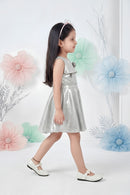 Girls Silver Shimmer One-Shoulder Party Dress TSM30407