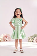 Girls Green Shimmer One-Shoulder Dress TSM30407