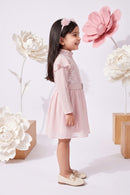 Girls Pink Sequin Party Dress with Belt Detail TSM30431