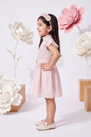 Girls Pink Sequin Party Dress with Belt Detail TSM30431